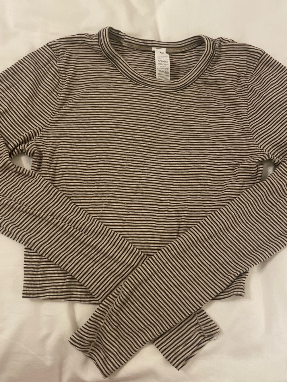 lululemon athletica Beige and Black Striped Long-Sleeve Crew